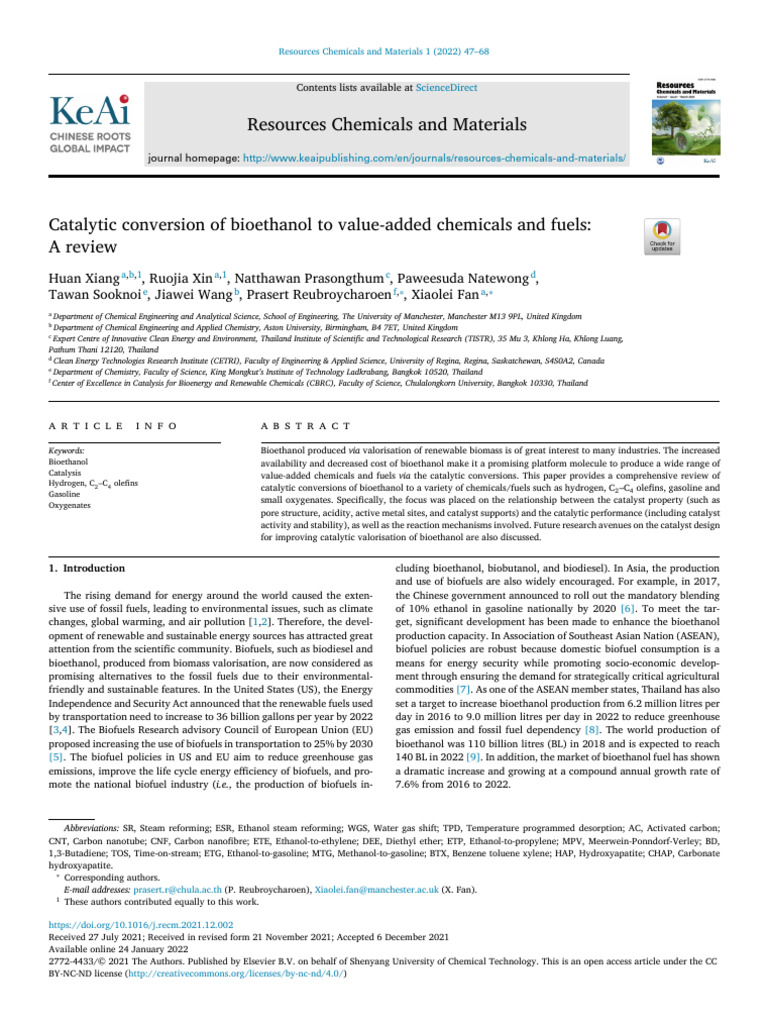 C6 - 2022 - Catalytic Conversion of Bioethanol To Value-Added Chemicals ...