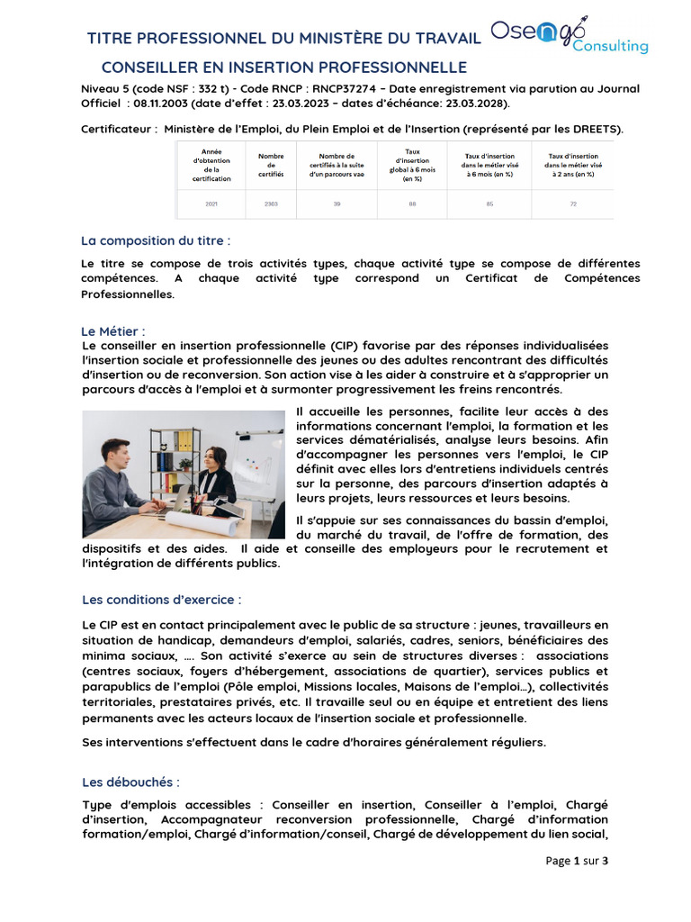 Fiche Et Referentiel Titre CIP 2024 | PDF | Recrutement | Développement ...