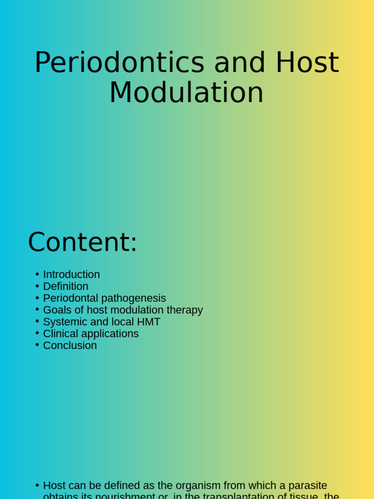 Host Modulation in Periodontics Overview | PDF | Nonsteroidal Anti ...