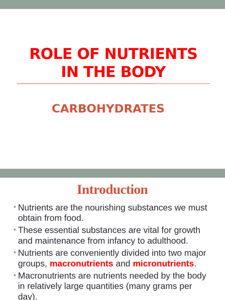 Nutrients and Carbohydrates Explained | PDF | Diet & Nutrition | Citric ...