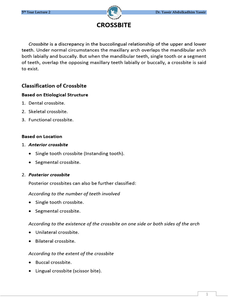 Understanding Crossbite Types and Treatment | PDF | Orthodontics ...