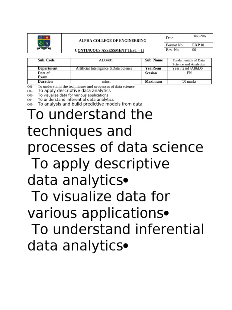 Data Science Assessment Test II | PDF | Data Analysis | Intelligence ...