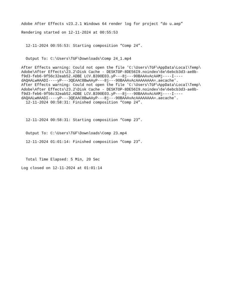 After Effects Render Log for do u.aep | PDF