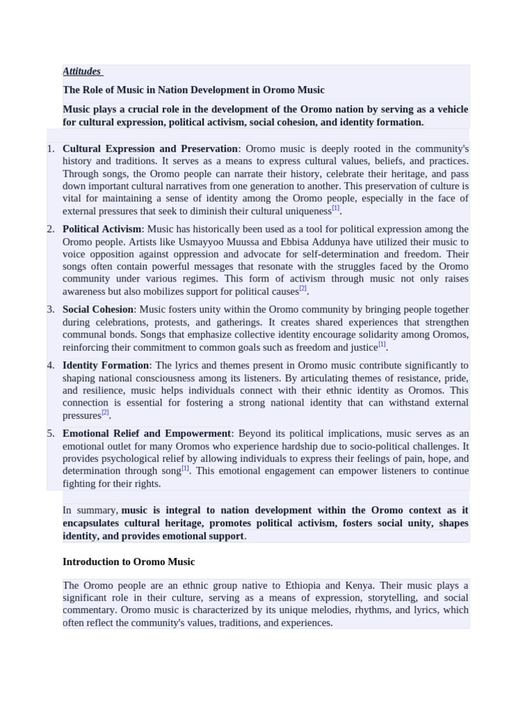 The Role of Music in Nation Development in Oromo Music | PDF | Identity ...
