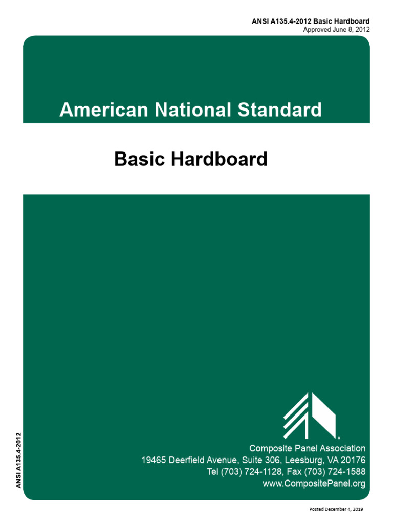 ANSI A135.4-2012 Hardboard Standards | PDF | Fracture | Wood