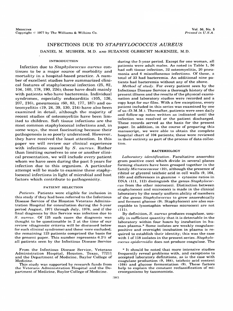 Infections Due To Staphylococcus Aureus.2 | PDF | Microbiology ...