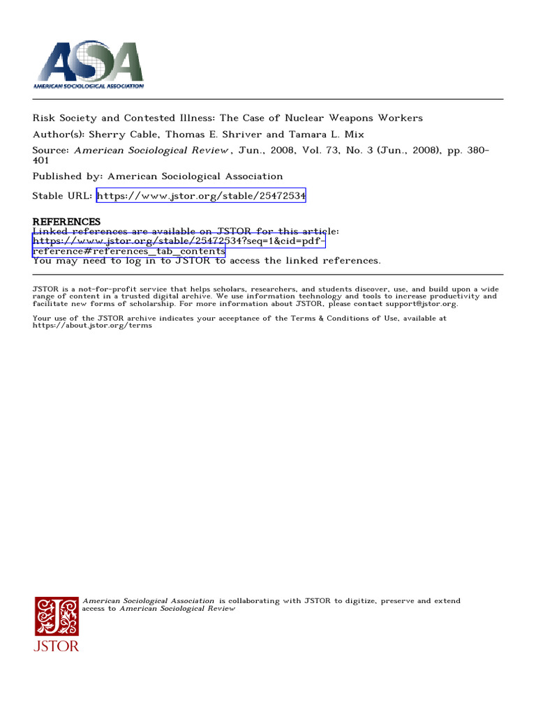 Contested Illness in Risk Society | PDF | Risk | Hazards