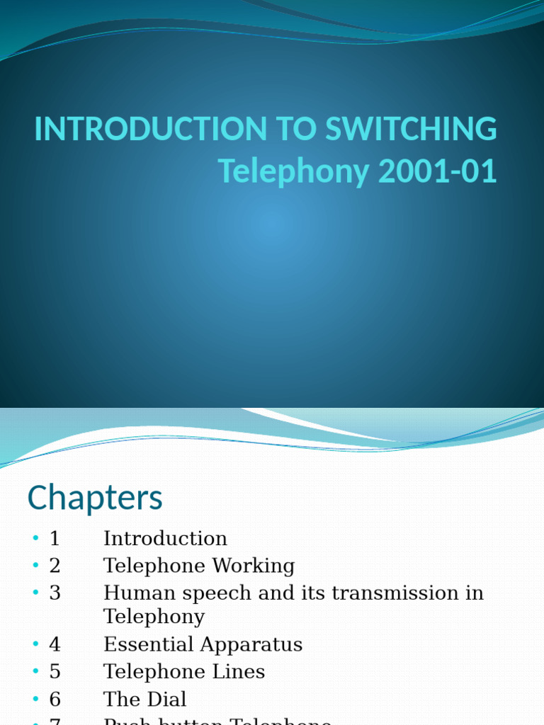 Introduction To Switching Pdf Telephone Telephone Exchange