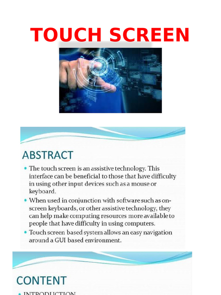 Touch Screen Technologies | PDF
