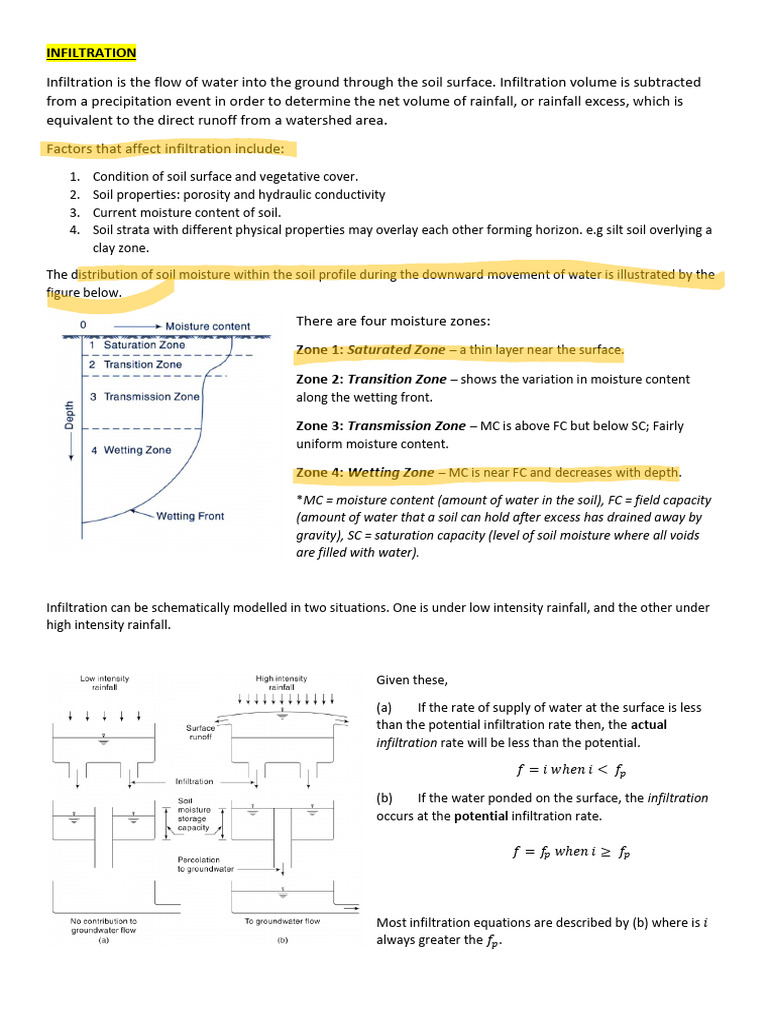 Understanding Infiltration and Its Equations | PDF | Soil ...