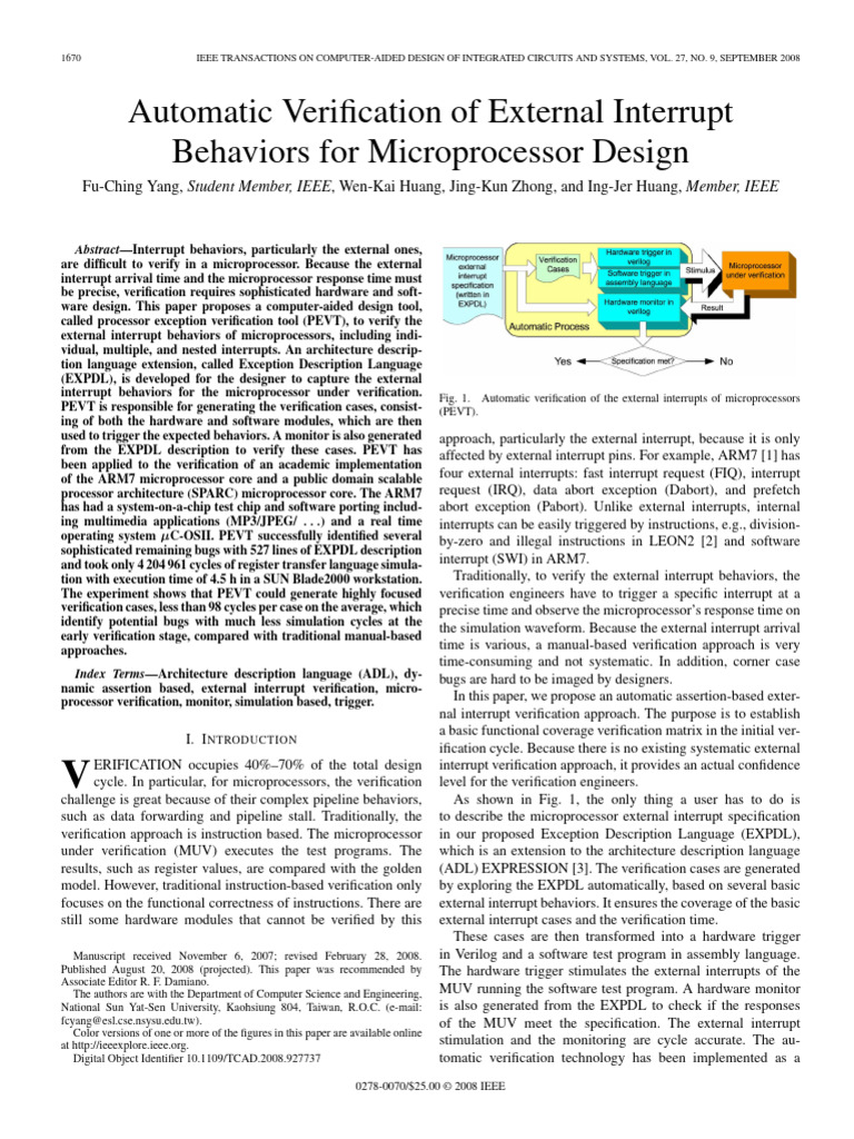 Automatic Verification of Microprocessor Interrupts | PDF | Formal ...