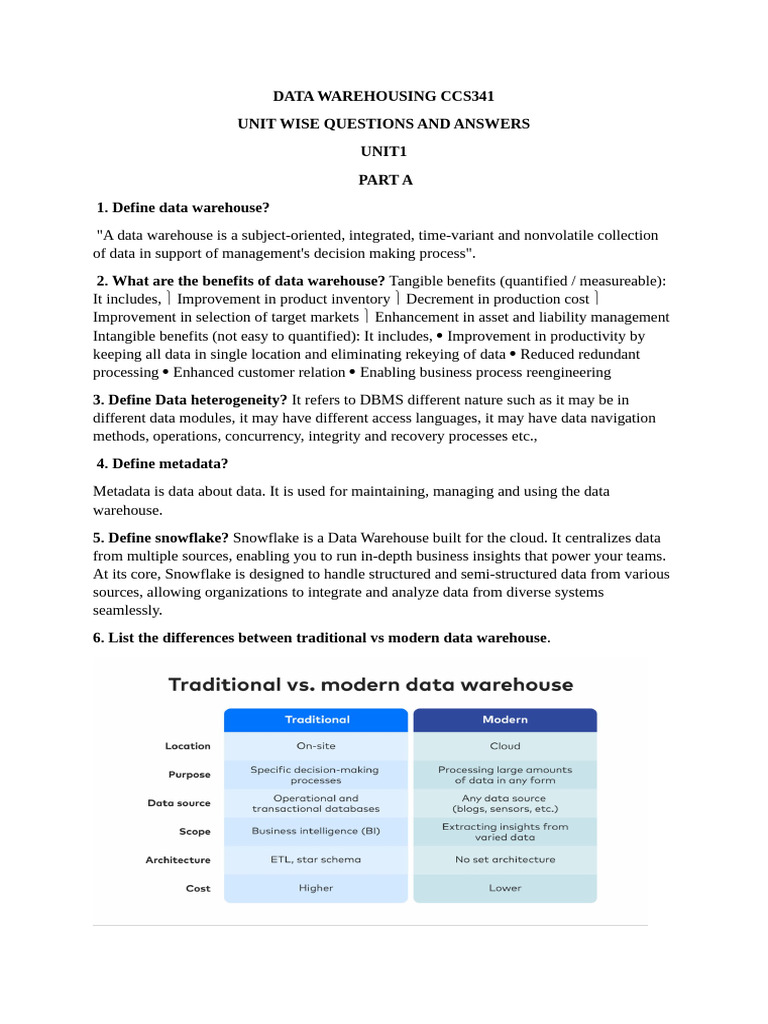 Data Warehousing Q&A Guide | PDF | Data Warehouse | Databases