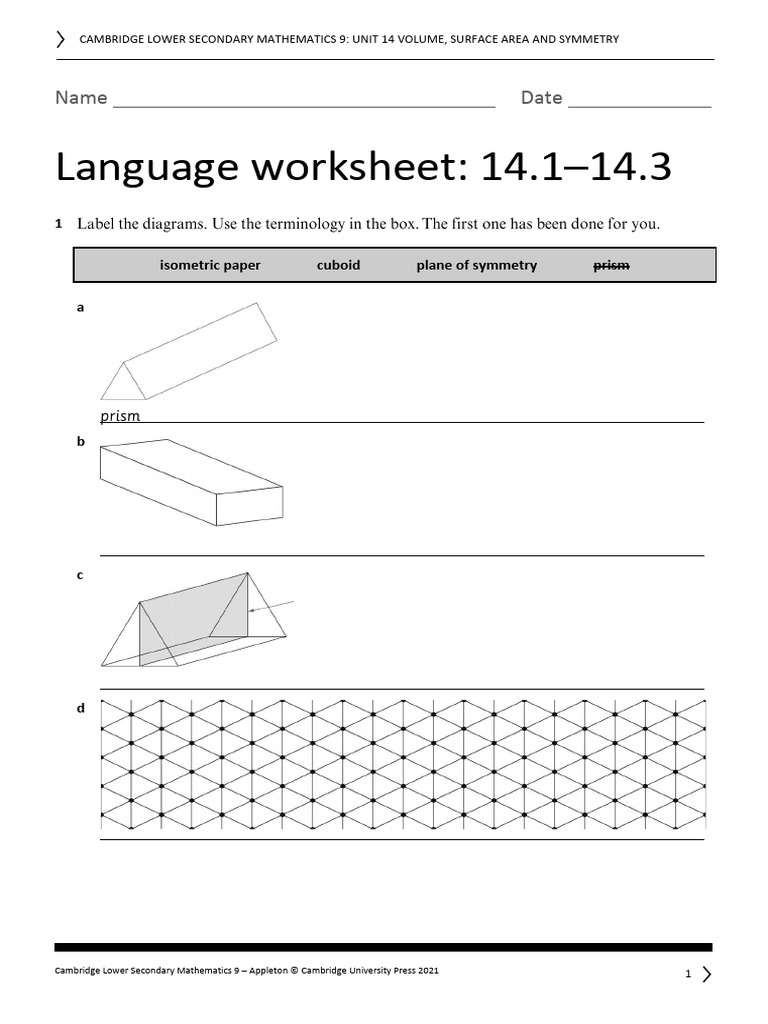 Unit 14 Language Worksheet 1 - 14.1-14.3 | PDF