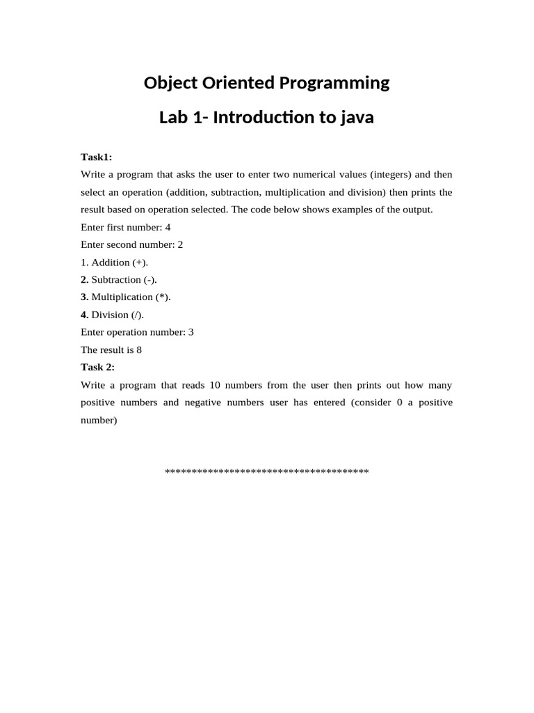 Lab 1 Object Oriented Programming (1) | PDF