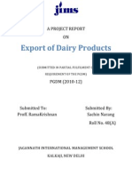 Export of Dairy Products: A Project Report ON