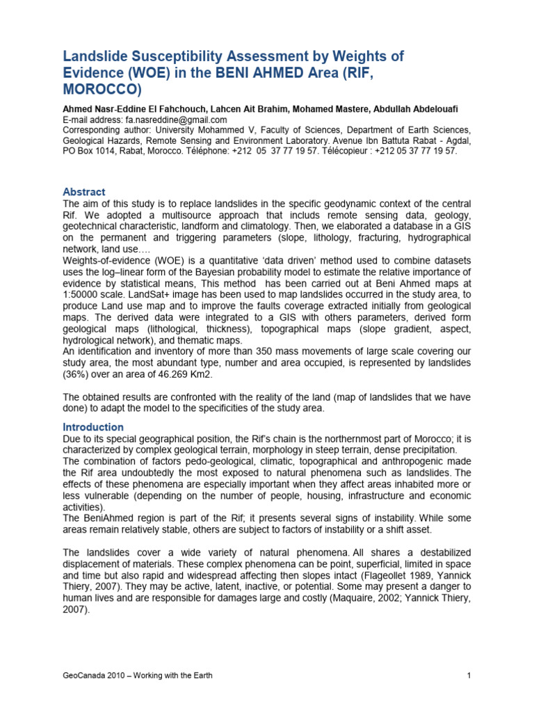 0217 GC2010 Landslide Susceptibility Assessment | PDF | Landslide ...