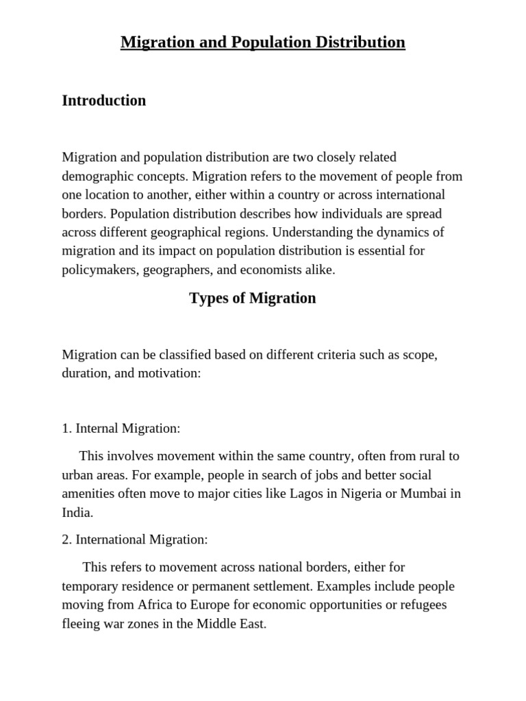 Migration and Population Distribution1 | PDF | Human Migration ...