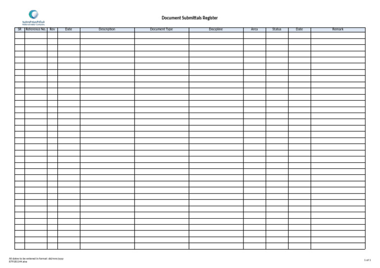 Document Submittals Register Overview | PDF