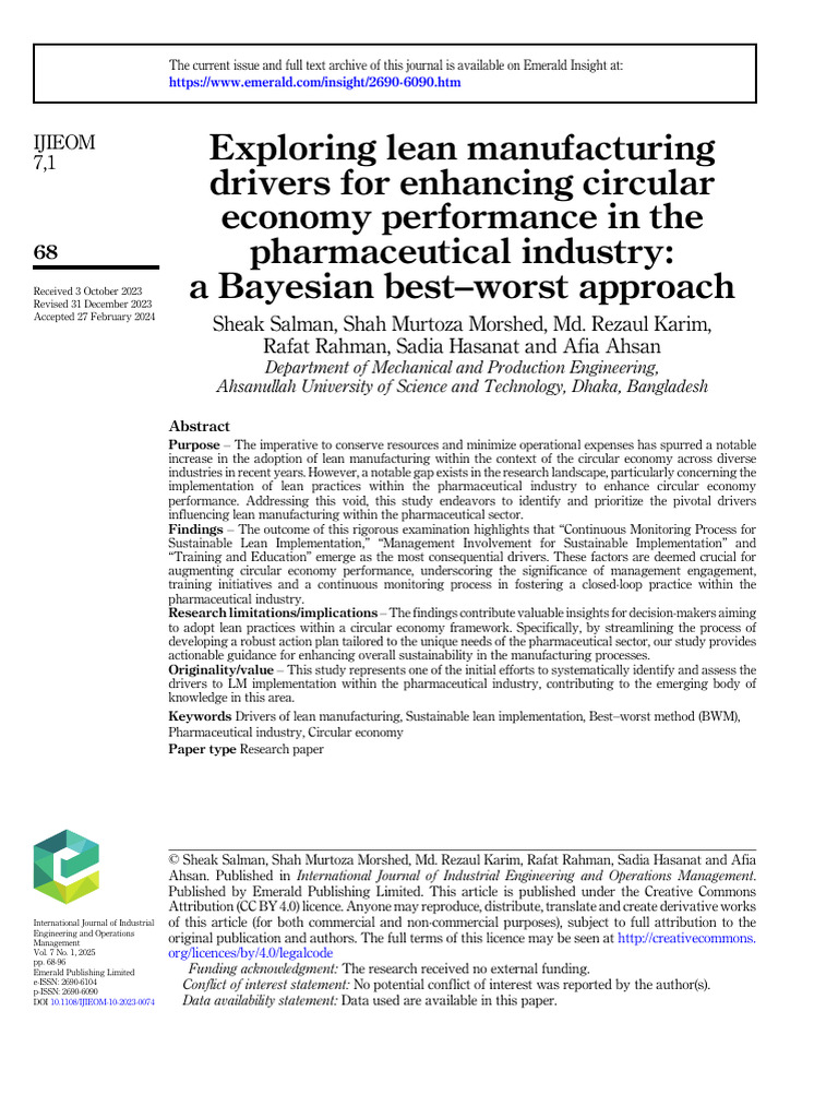Lean Drivers for Circular Economy in Pharma | PDF | Sustainability ...