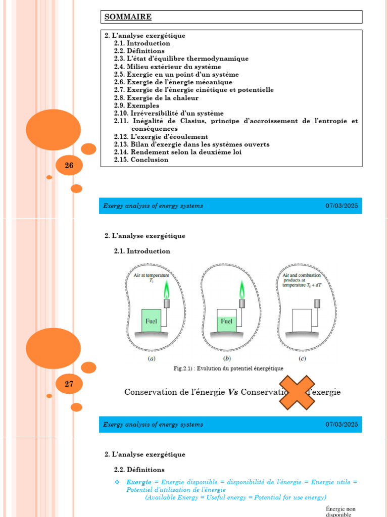 Analyse exergétique des systèmes énergétiques | PDF | Équilibre ...