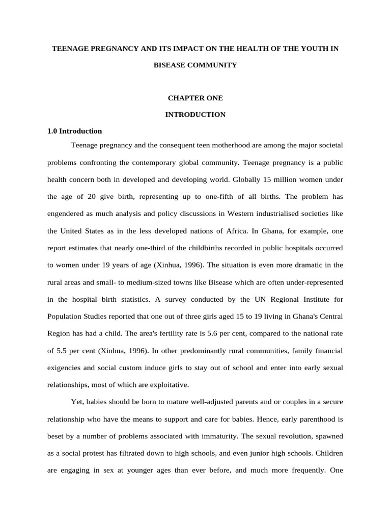 Teenage Pregnancy's Health Impact in Bisease | PDF | Teenage Pregnancy ...