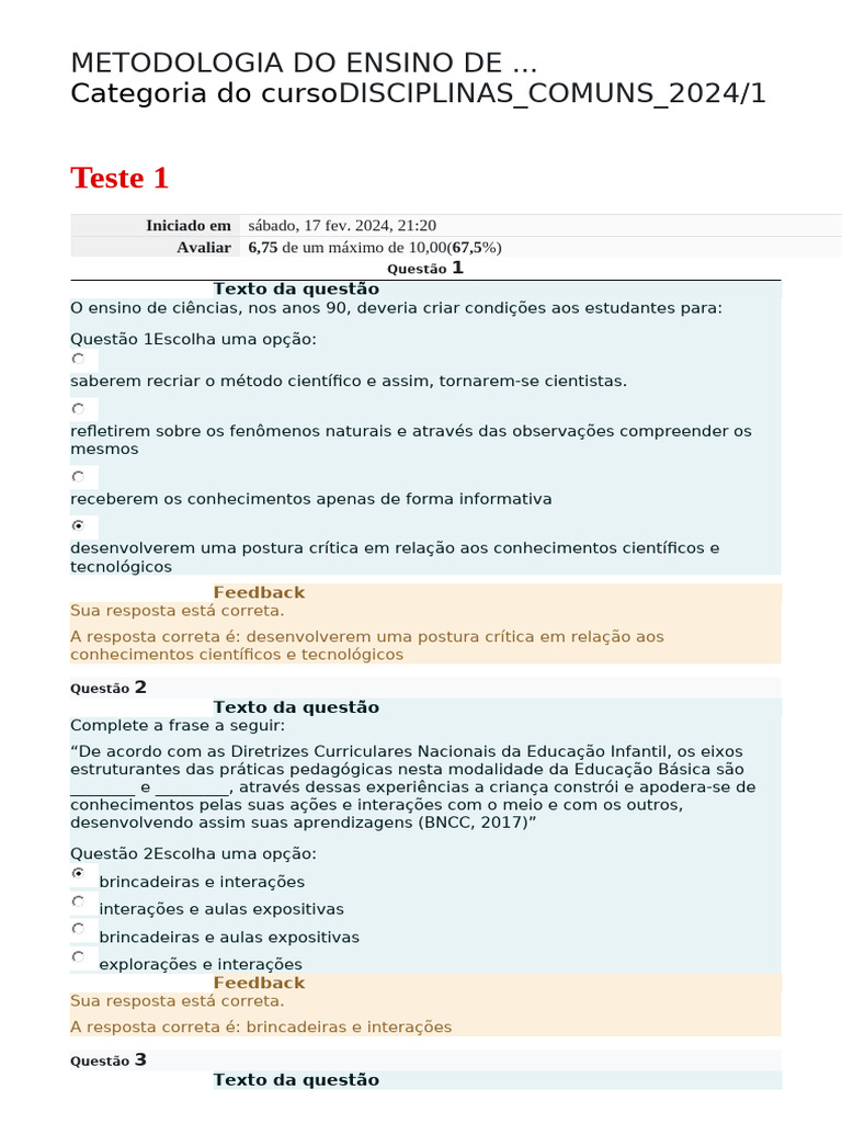 Metodologia do Ensino de Ciências | PDF | Interdisciplinaridade | Science