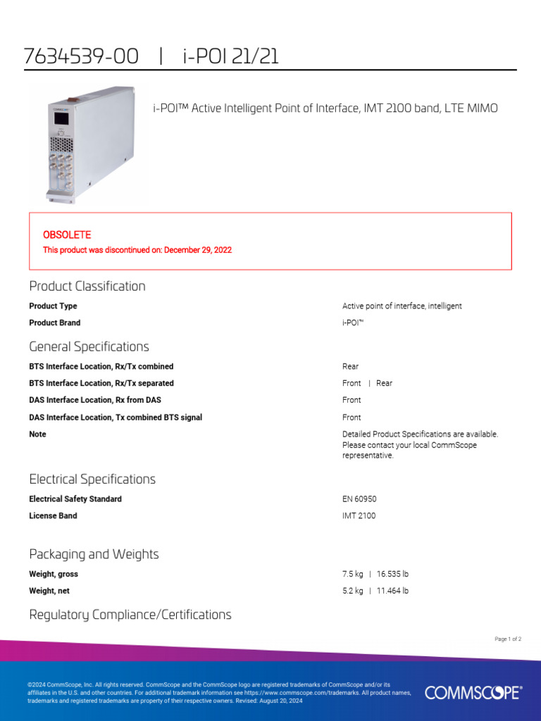 00 Product Specifications | PDF