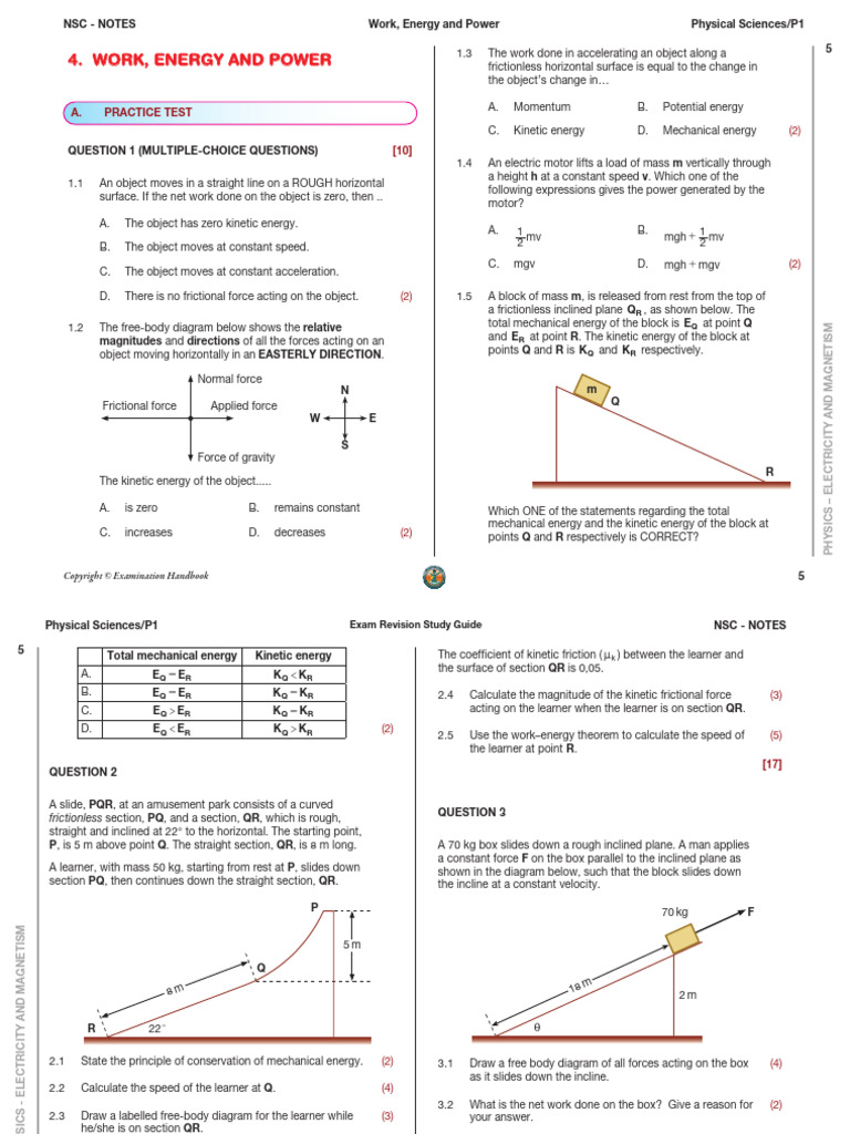 Work, Energy, and Power Practice Test | PDF | Force | Kinetic Energy