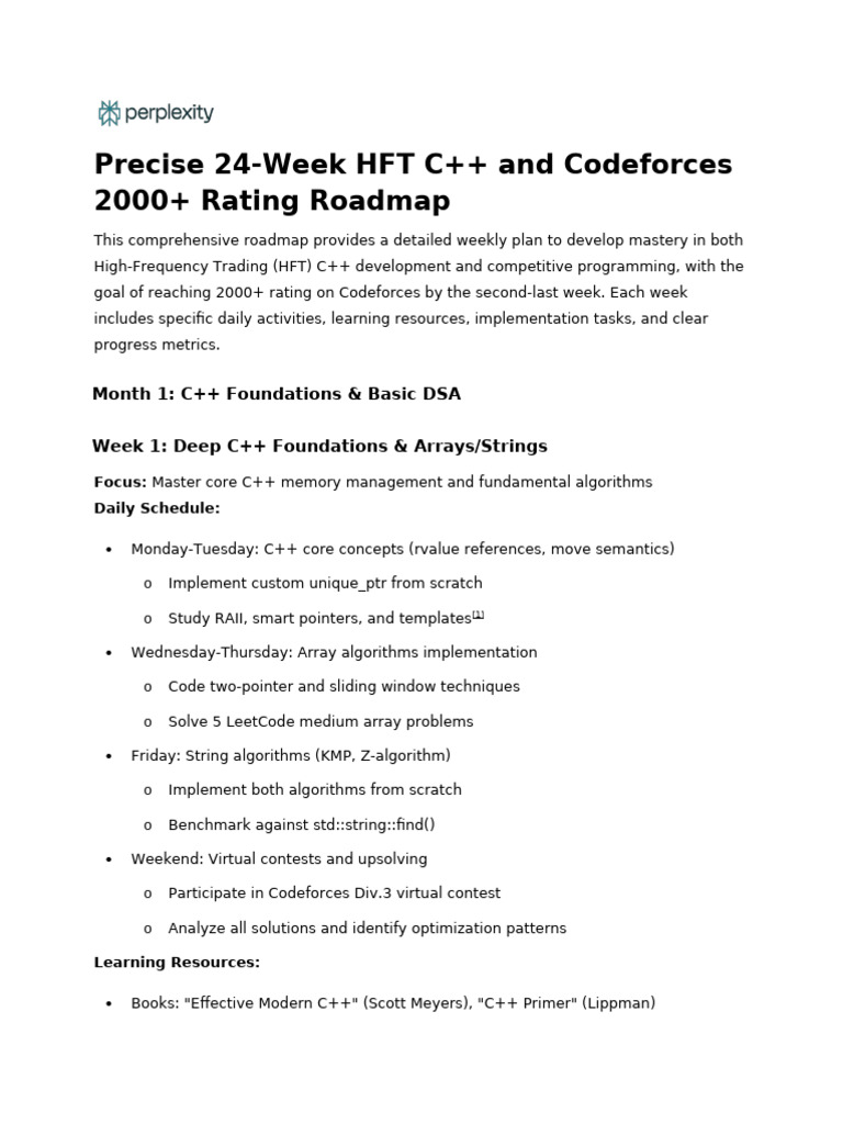 HFT C++ & Codeforces 2000+ Rating Plan | PDF | C++ | Program Optimization