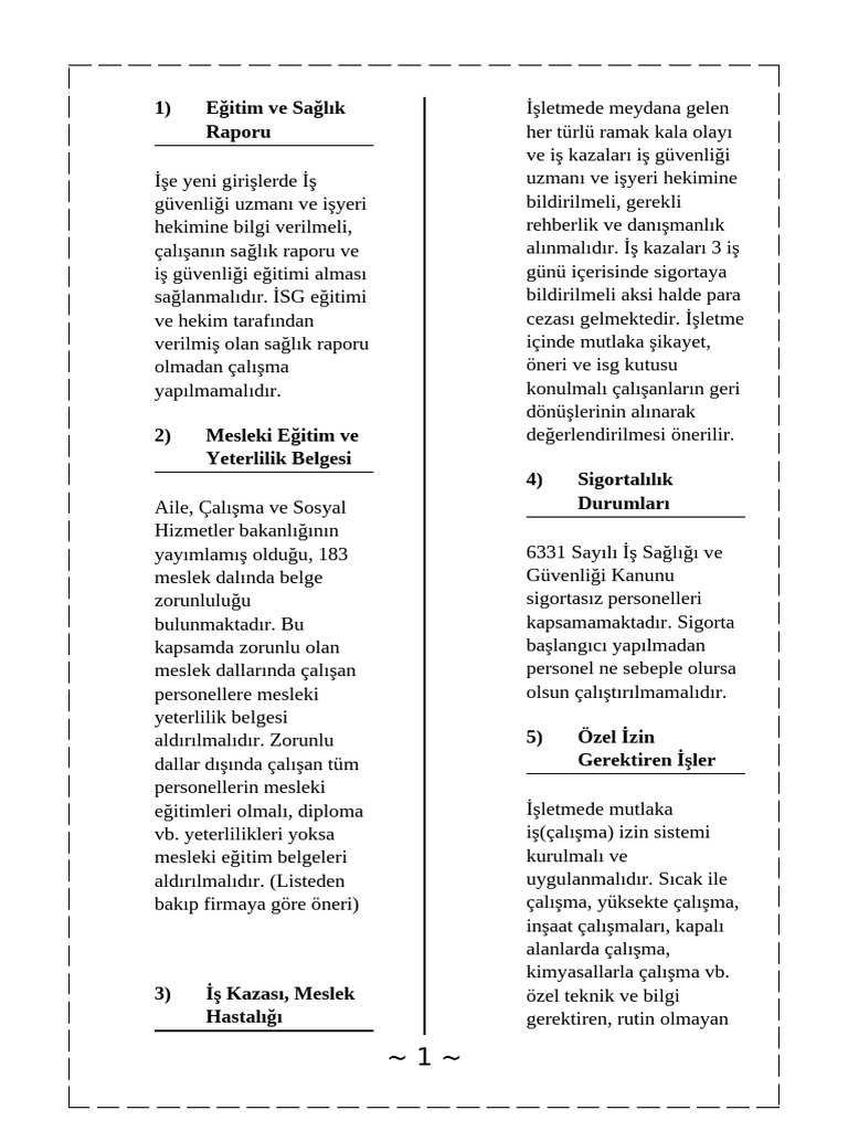 İSG Tespit Öneri Defterine Yazılacaklar | PDF