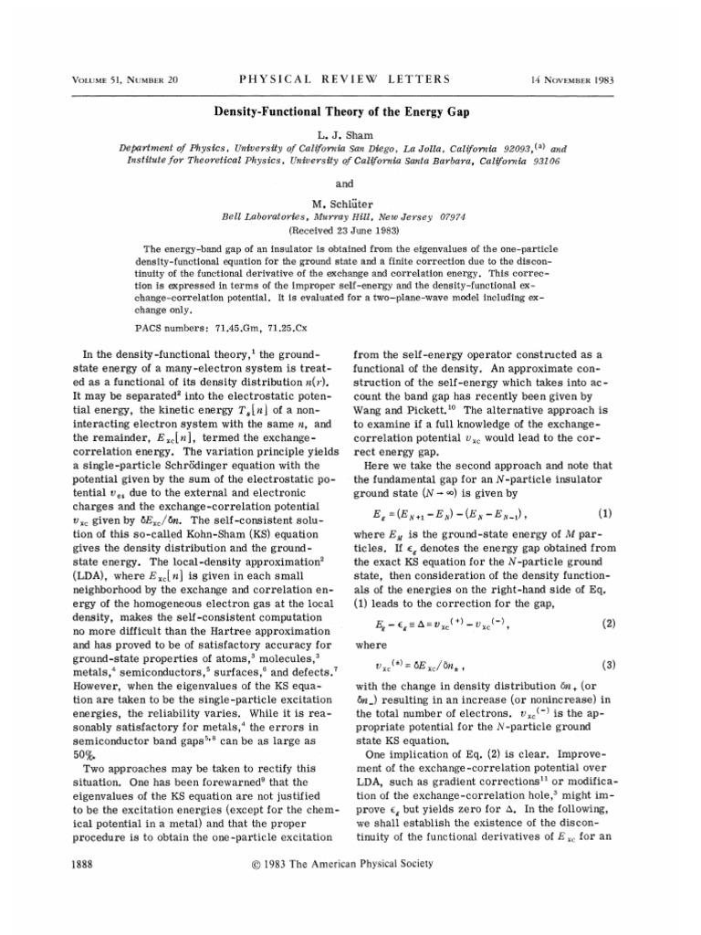 Density-Functional Theory for Energy Gap | PDF | Density Functional ...