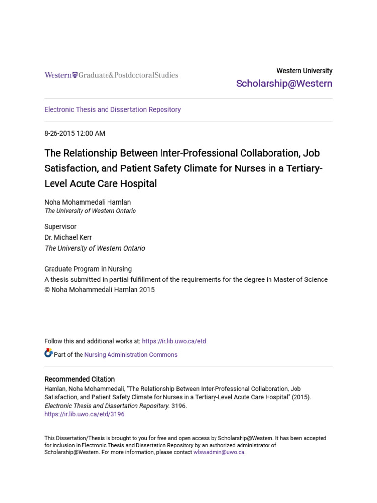 The Relationship Between Inter-Professional Collaboration Job Sa | PDF ...