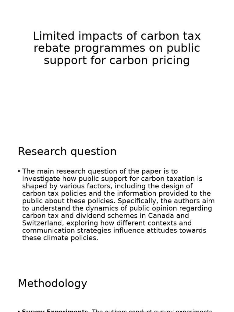 Limited Impacts of Carbon Tax Rebate Programmes On | PDF | Carbon Tax ...