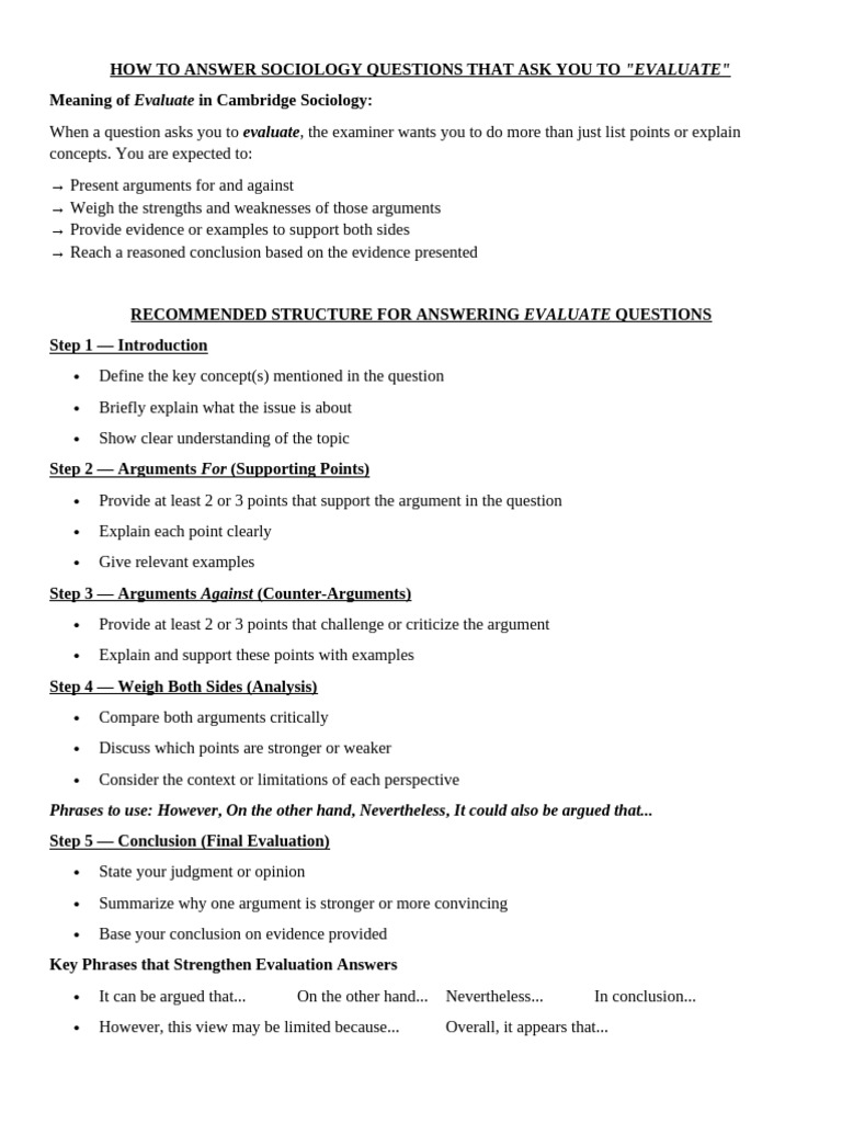 How To Answer Sociology Questions That Ask You To | PDF | Qualitative ...