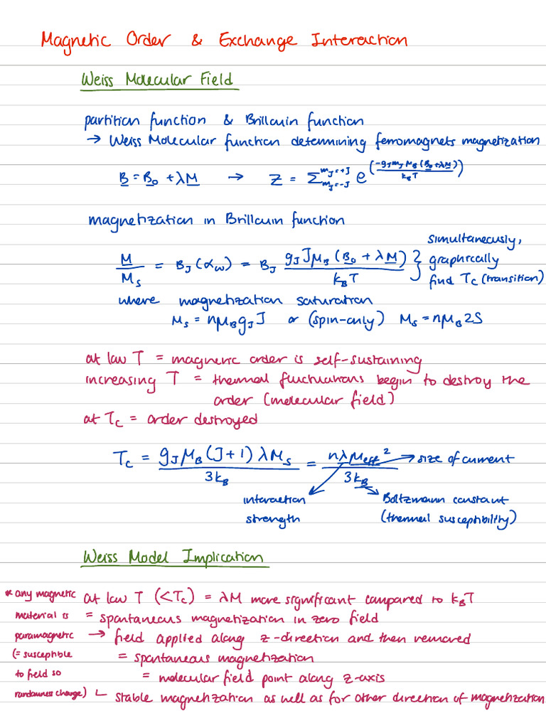 D. Magnetic Order & Exchange Interaction | PDF