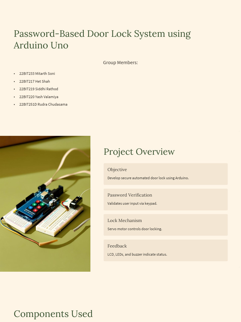 Password Based Door Lock System Using Arduino Uno | PDF | Arduino ...