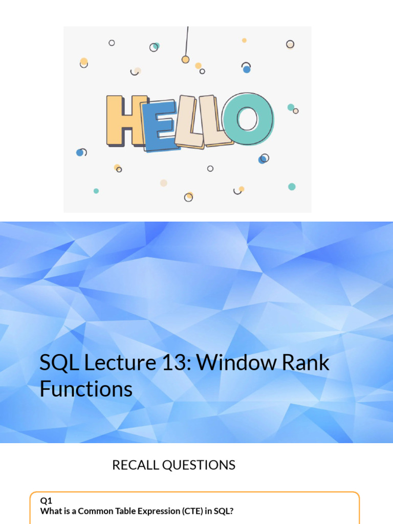 SQL Window Rank Functions Explained | PDF | Databases | Information ...