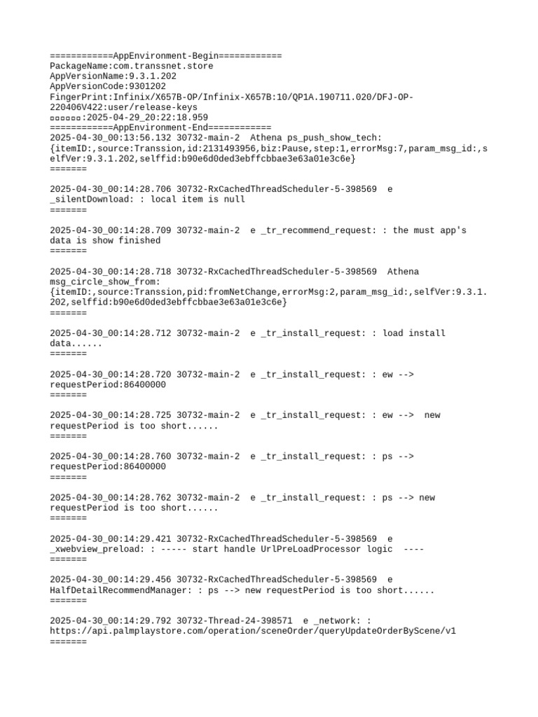 App Environment Log for Version 9.3.1 | PDF | Computing | Operating ...