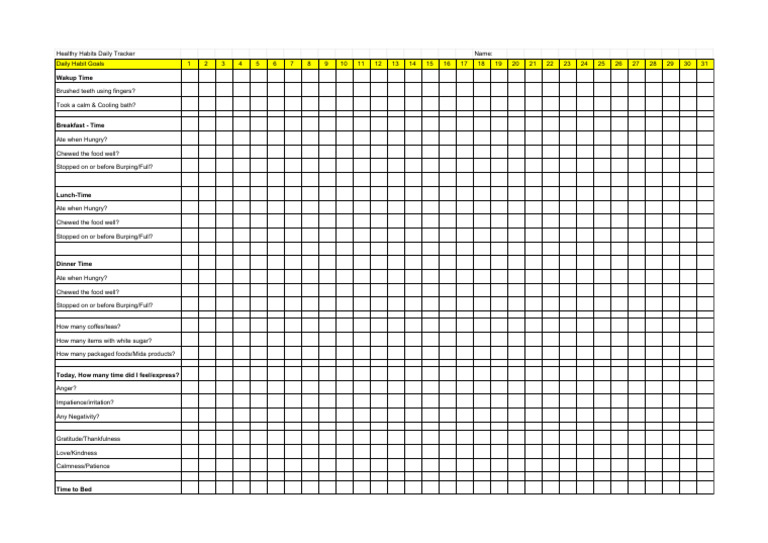 Daily Healthy Habits Tracker | PDF