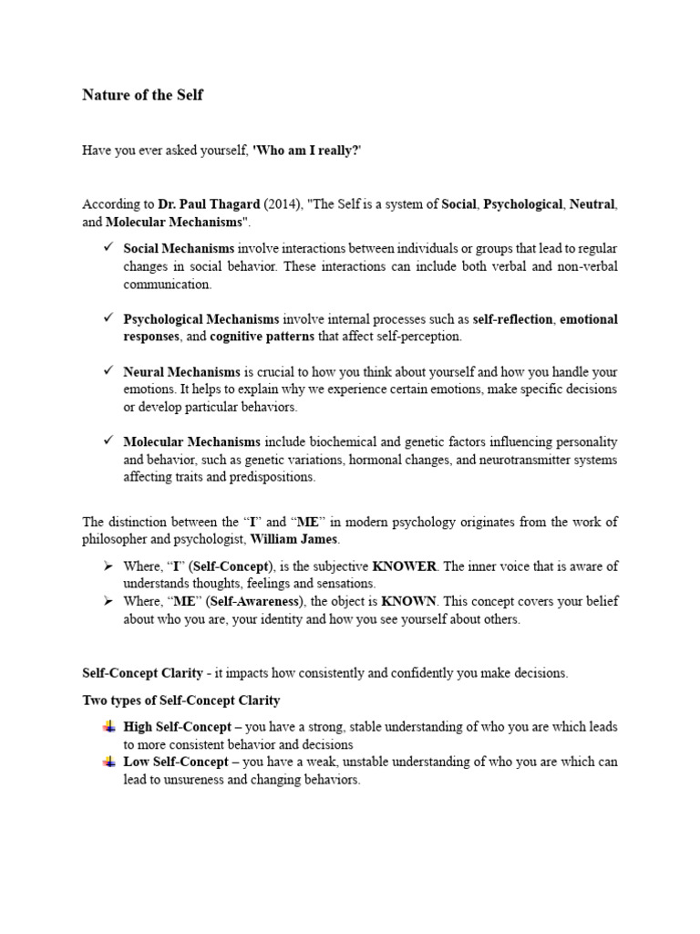 Understanding the Nature of Self | PDF | Self Esteem | Motivational