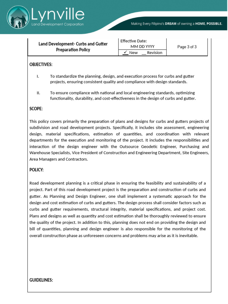 Land Development - Curbs and Gutter - JESSER | PDF | Specification ...