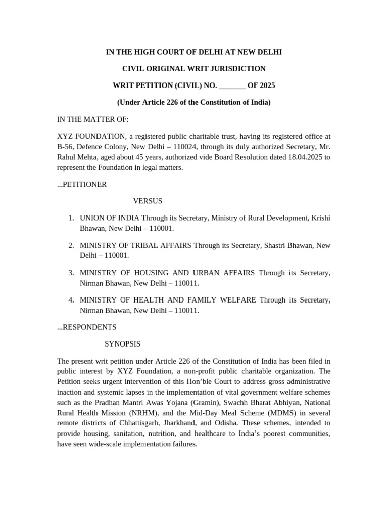 Writ Petition Govt Schemes Comprehensive | PDF | Justice | Crime & Violence