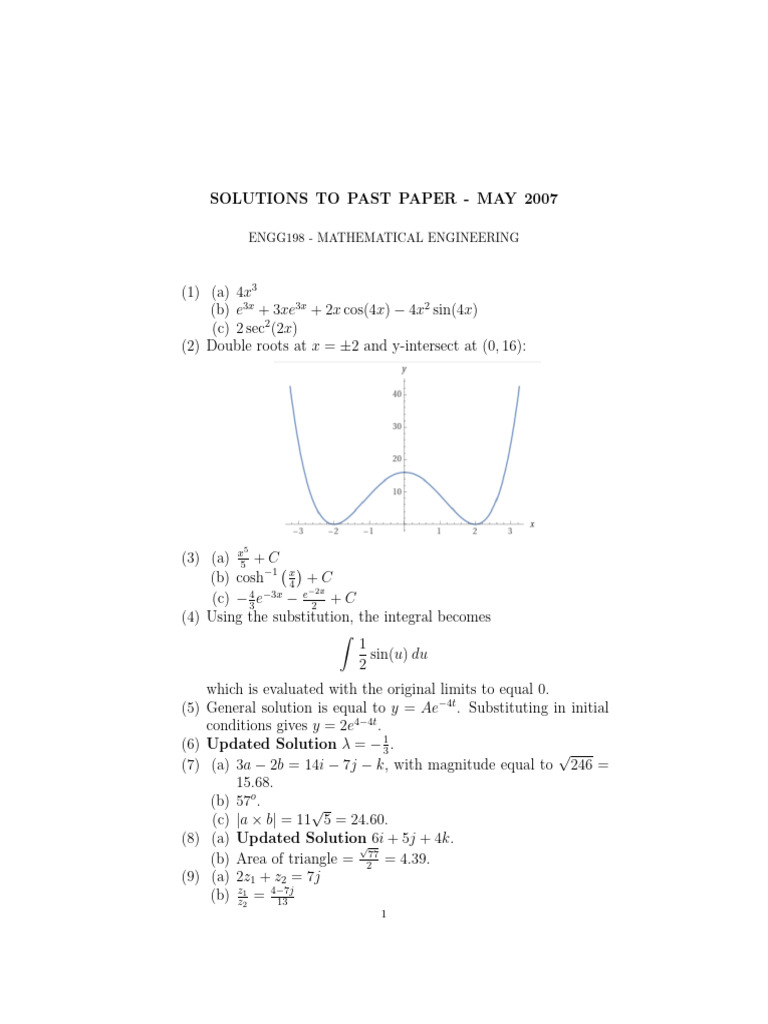 Past Paper Solutions - May 2007 | PDF | Geometry | Mathematical Analysis