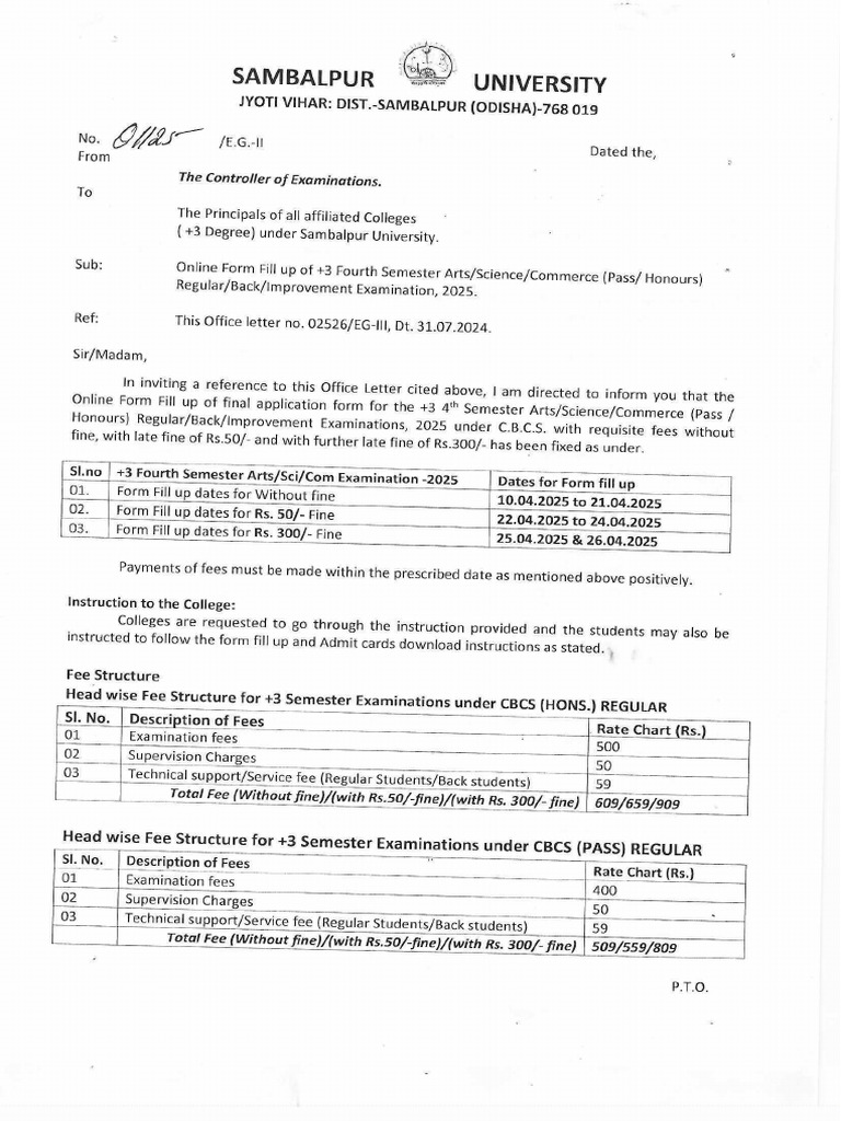 +3 4th Sem 2025 Form Fill Up | PDF