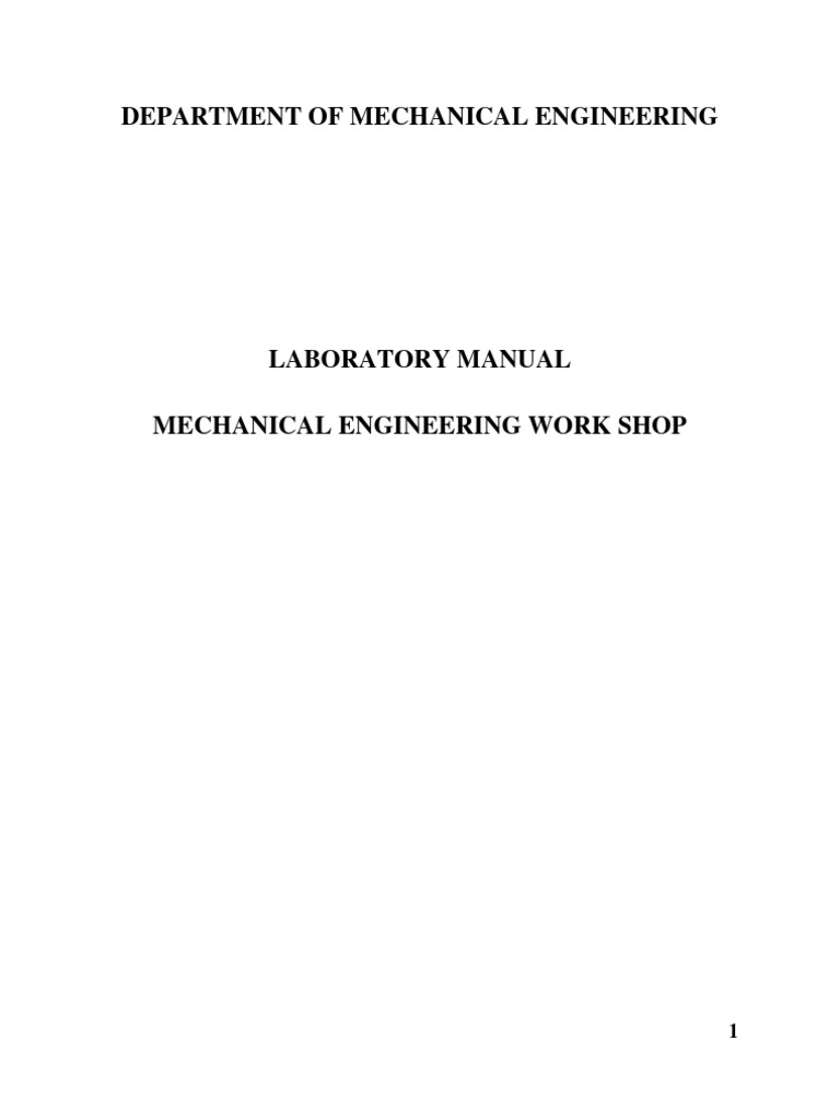 Mechanical Engineering Workshop Manual | PDF | Casting (Metalworking ...