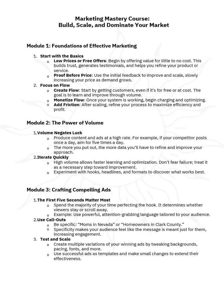 Marketing Mastery: Build and Scale Success | PDF | Prices | Marketing