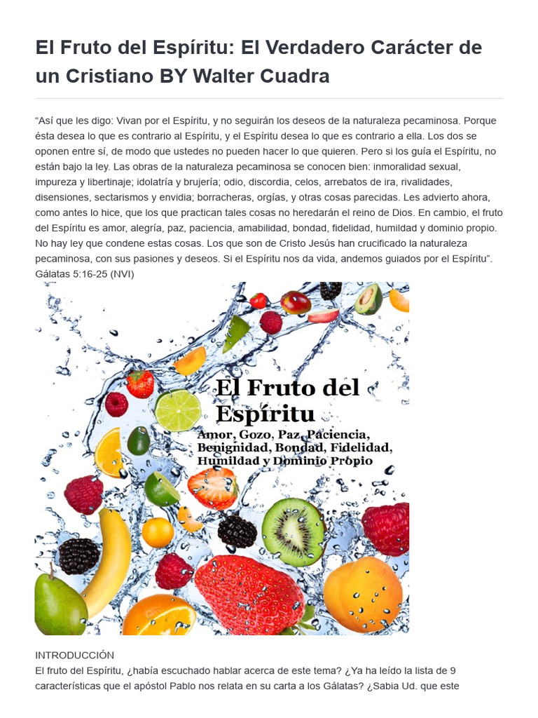 Fruto del Espíritu en el Cristiano | PDF | Fruto Del Espiritu Santo ...