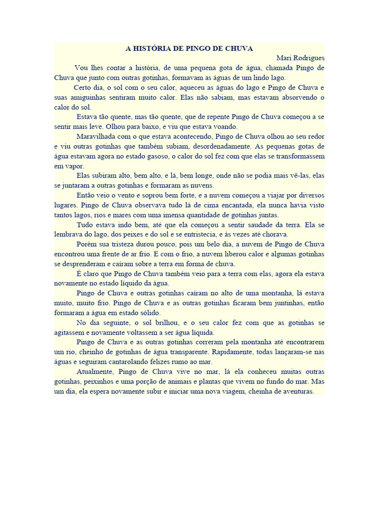 Aventura de Pingo de Chuva na Natureza | PDF | Nuvem | Chuva
