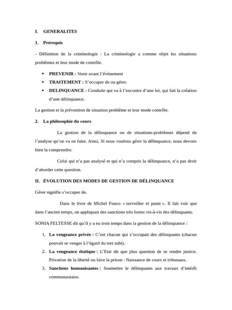 Cours de Prévention Et Traitement de La Délinquance | PDF | Justice ...