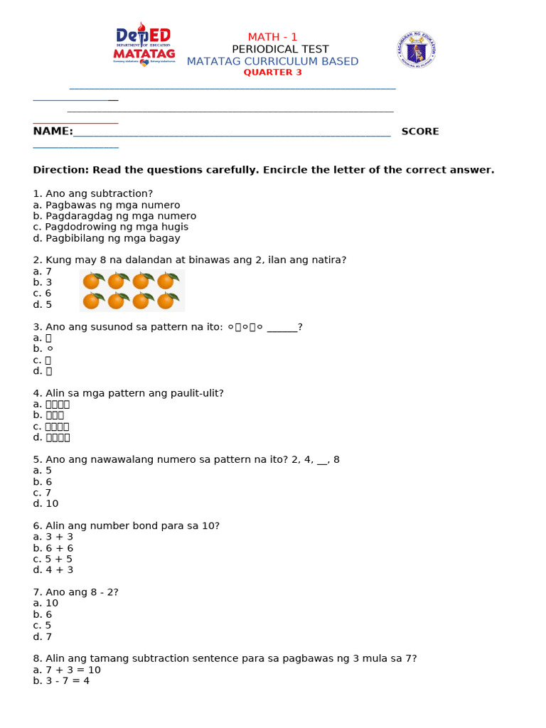 MATH - Tagalog | PDF